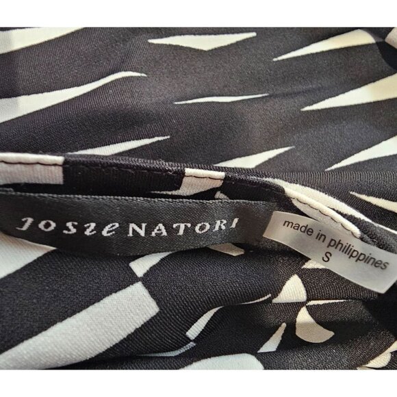 Josie Natori Womens Small Black White Abstract 3/4 Sleeve Dress - Picture 10 of 11